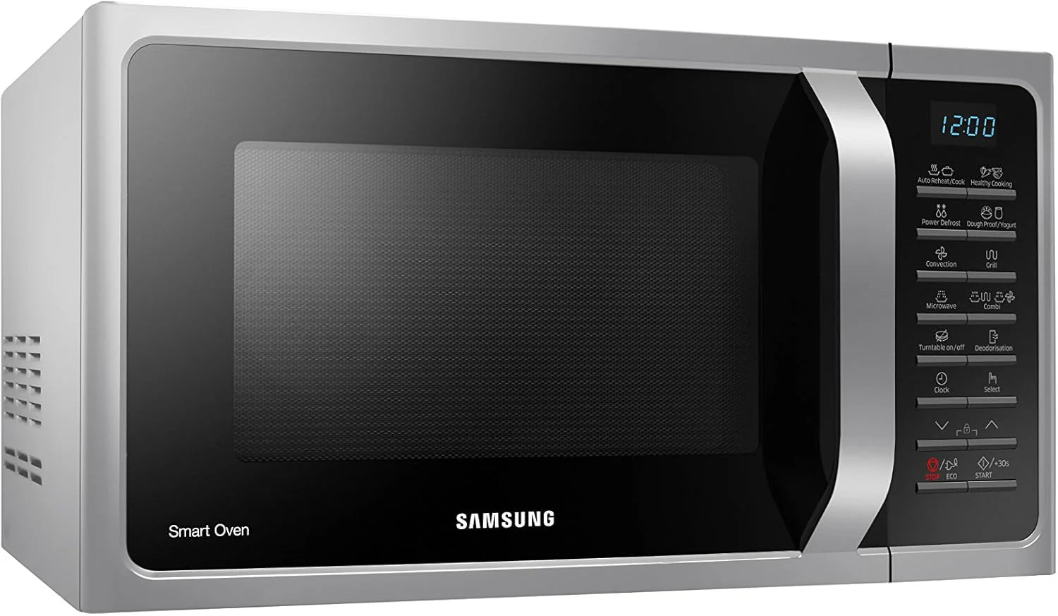 SAMSUNG MC28H5015CS Microwave (Countertop, Combination Microwave, 28 L, 900W/1500W, Buttons, Aluminium, with Stainless Steel Grill) Silver and Black