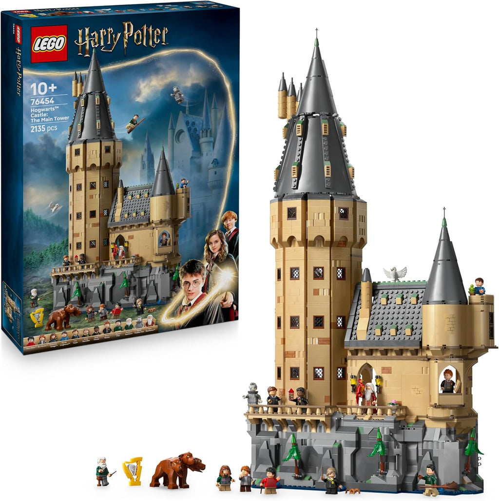 Harry Potter Castillo de Hogwarts: Torre Central - Castillo de Juguete con Cuarto de Llaves Voladoras y Ajedrez Mágico - 12 Minifiguras - Regalo para Niñas y Niños de 10+ Años 76454
