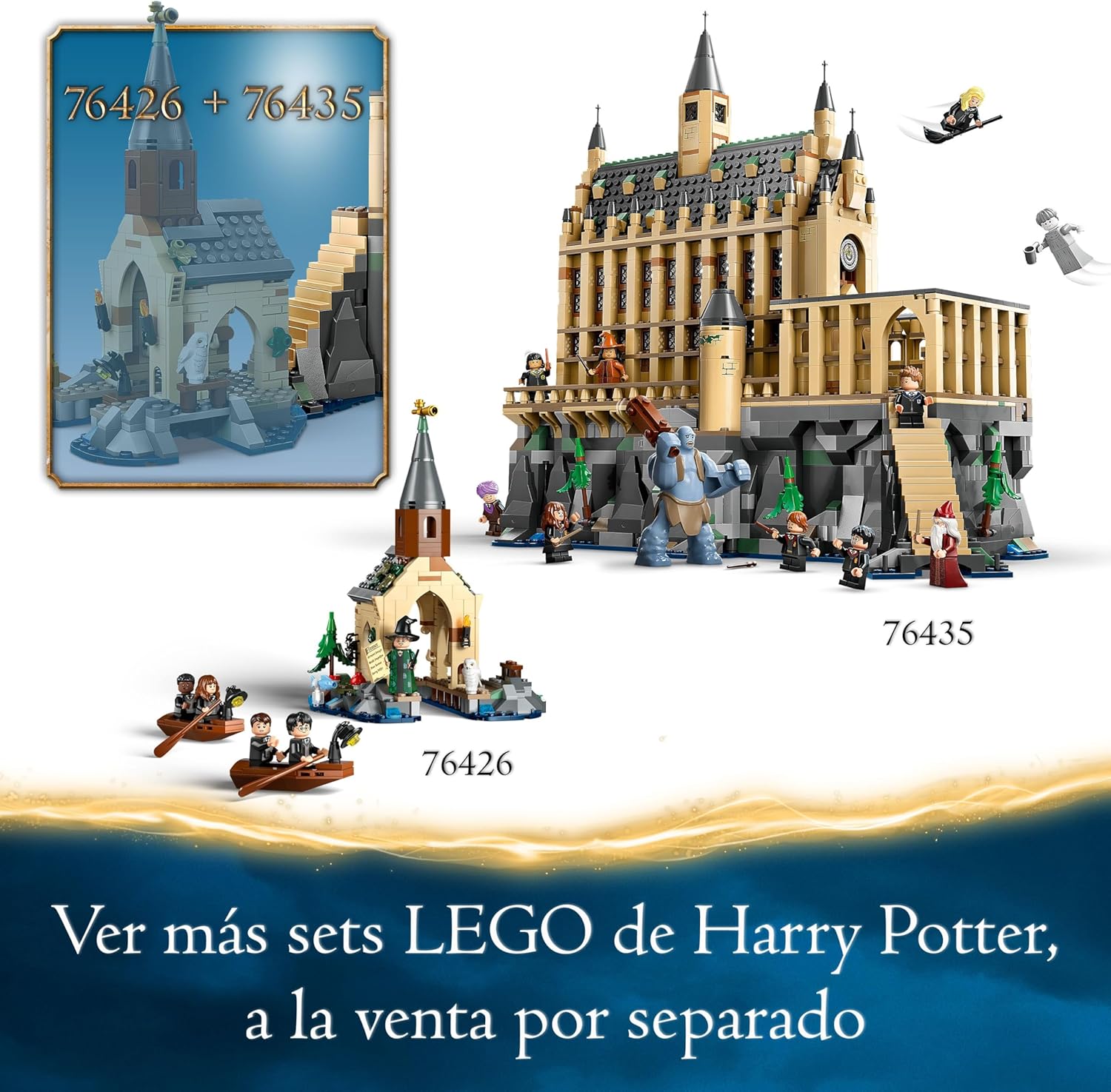 Harry Potter Castillo de Hogwarts: Gran Comedor de la Escuela de Magos de Juguete, 11 Minifiguras Incluidas Hermione Granger y Ron Weasley, Regalo para Niños y Niñas de 10 Años o Mas 76435