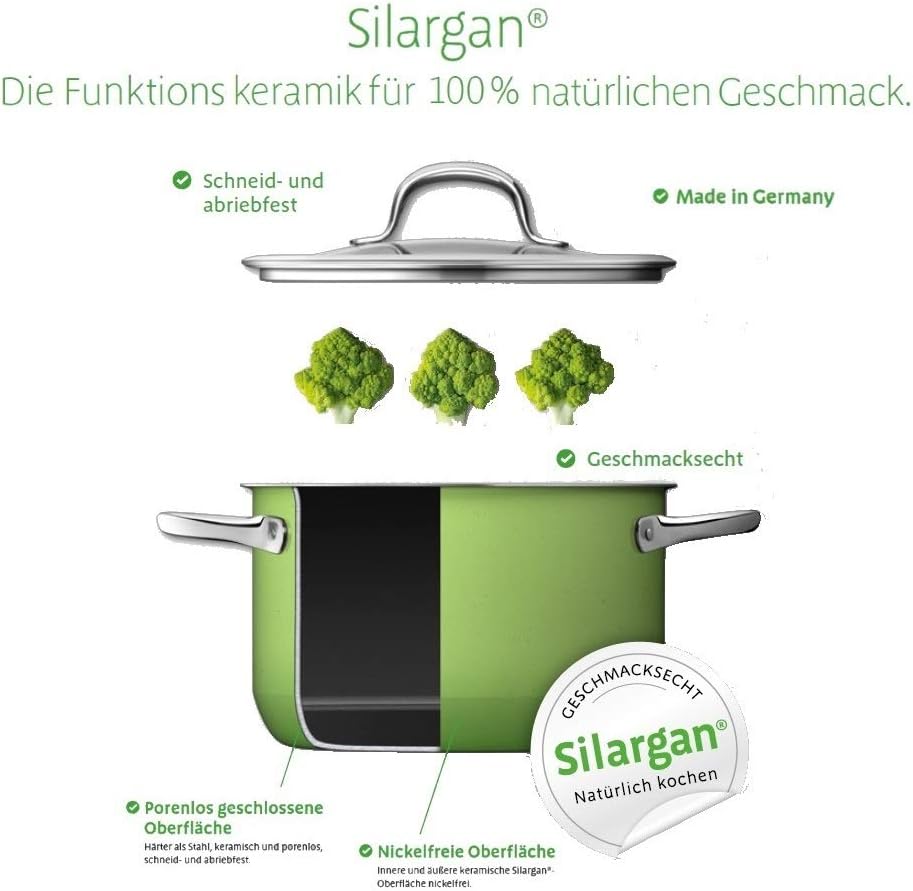 Silit Elegance Zestaw Garnków Indukcyjnych, 18/8 Stainless Steel, Przezroczysty/Czarny, 4 Sztuk
