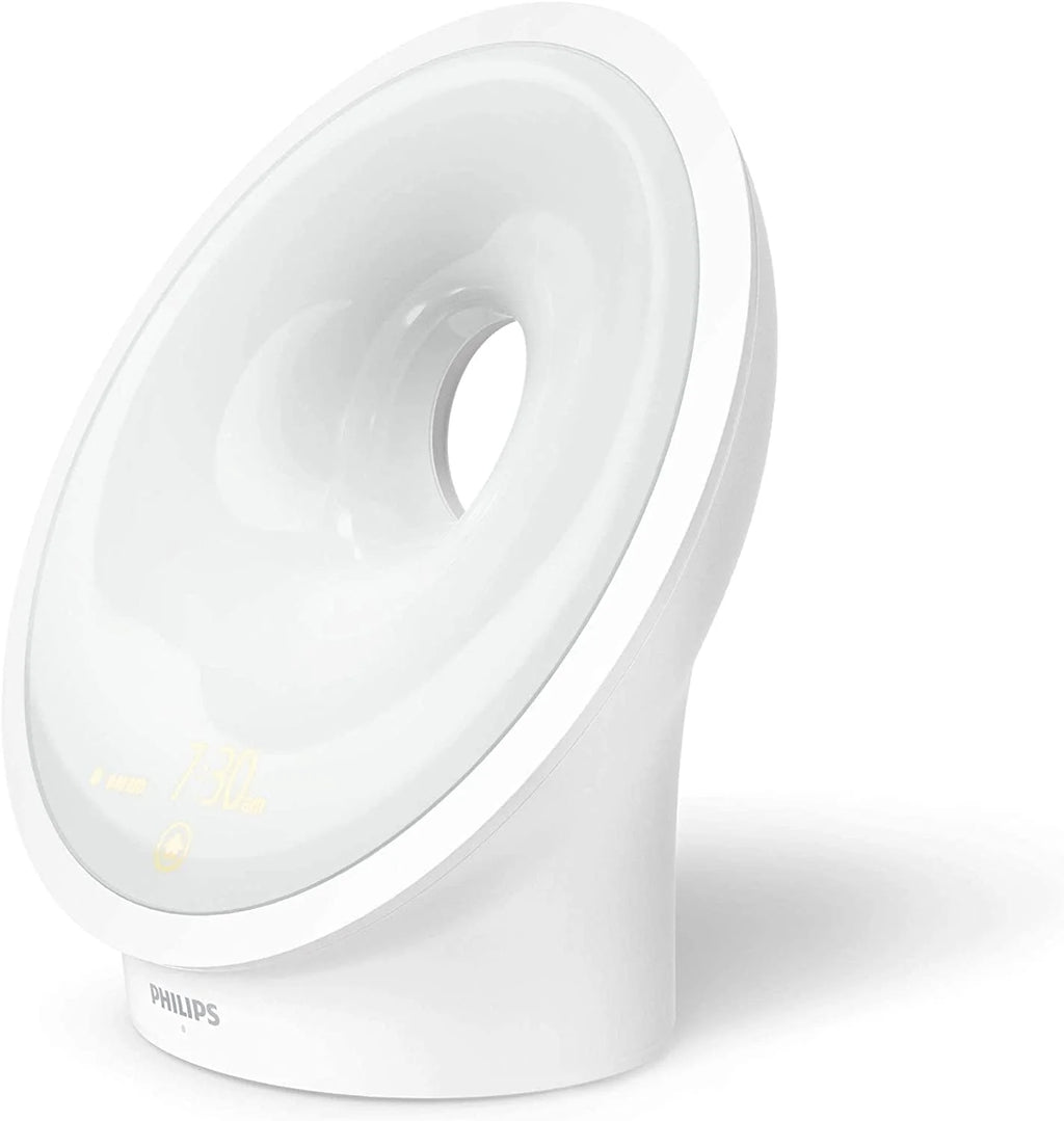 Philips Wake-up Light HF3651/01 Natural Light Alarm Clock, Multiple Lights and Sounds, Midnight Light and FM Radio, with Mobile Charger, Plastic, White, 12 x 19 x 19 cm, 1 kg