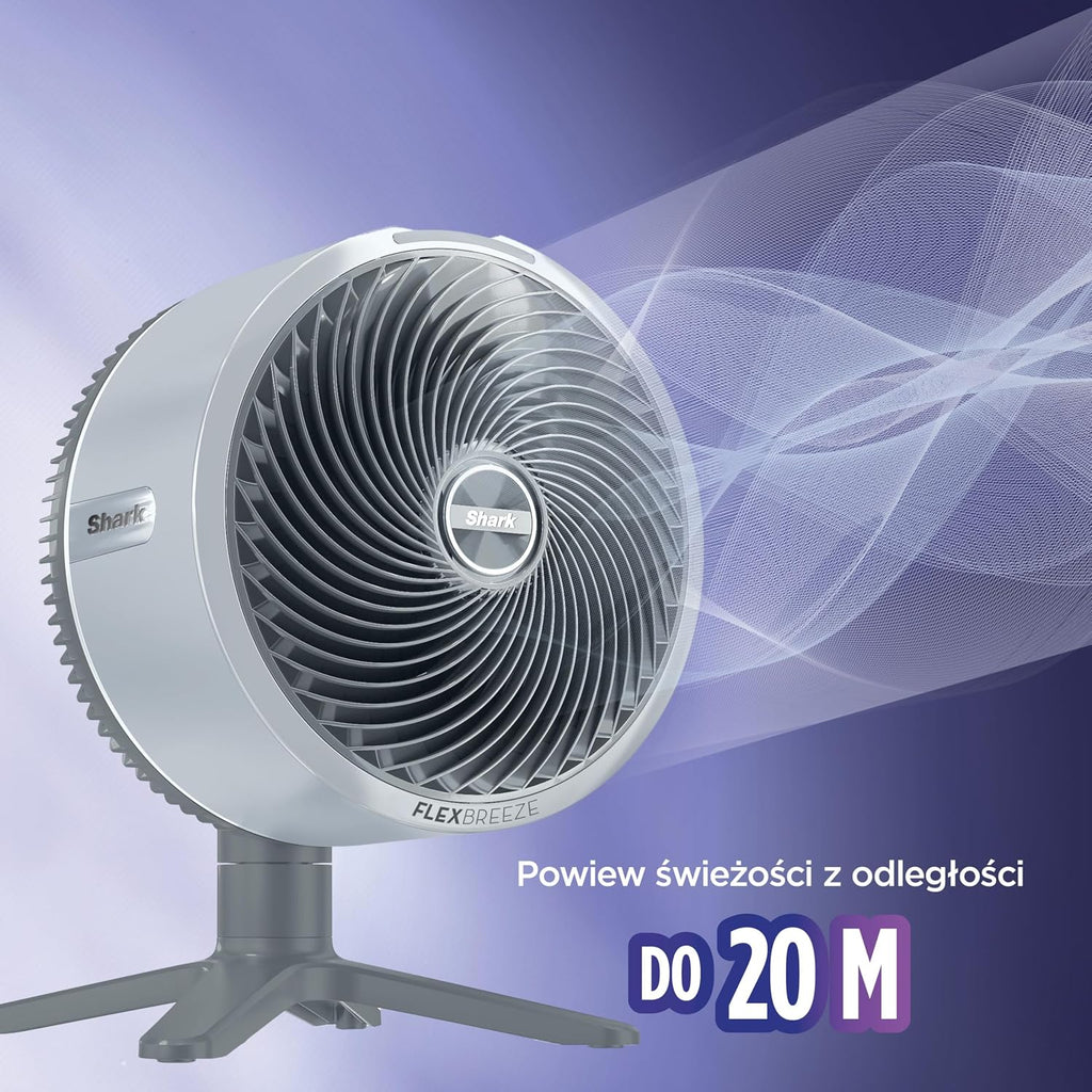 Shark FlexBreeze TableMate Wentylator bezprzewodowy wewnętrzno-zewnętrzny, do 24 godz. pracy, wydajne chłodzenie, zasięg 20 m, cichy, 5 szybkości, oscylacja, zdalne sterowanie, zimowa mgła, FA150EU