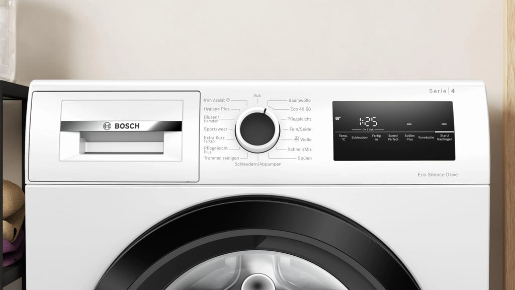 2025 Bosch WAN282K3, Serie 4, Lavadora de carga frontal, 8 kg, 1400 rpm, SpeedPerfect, máximo ahorro de energía y agua, función de añadir ropa, especialmente higiénica, AquaStop, IronAssist