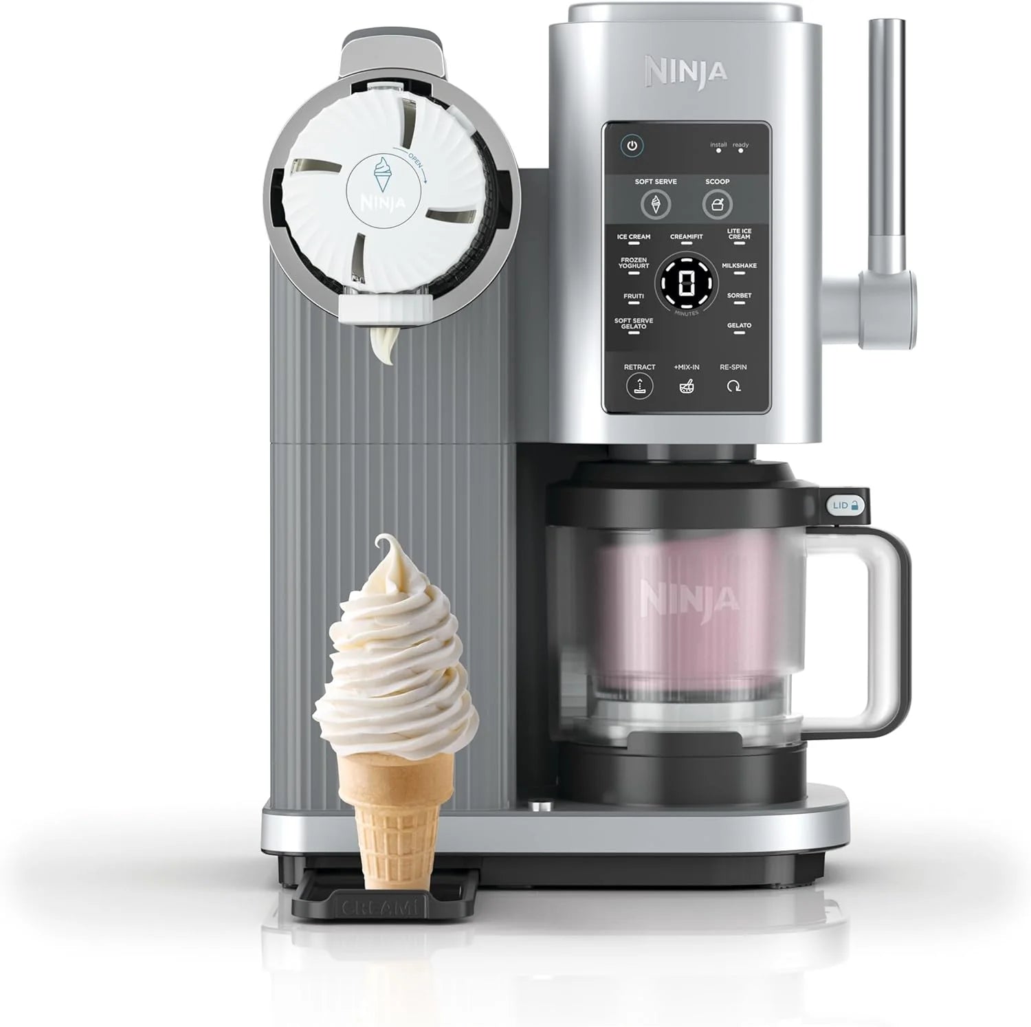 Ninja CREAMi Scoop & Swirl Ice Cream Maker and Ice Cream Yogurt Maker with 2 Tubs, 13 Functions, Makes Ice Cream, Creamy Ice Cream, Gelato, Sorbet, Smoothie and More, Bonus Option, Silver, NC701EU