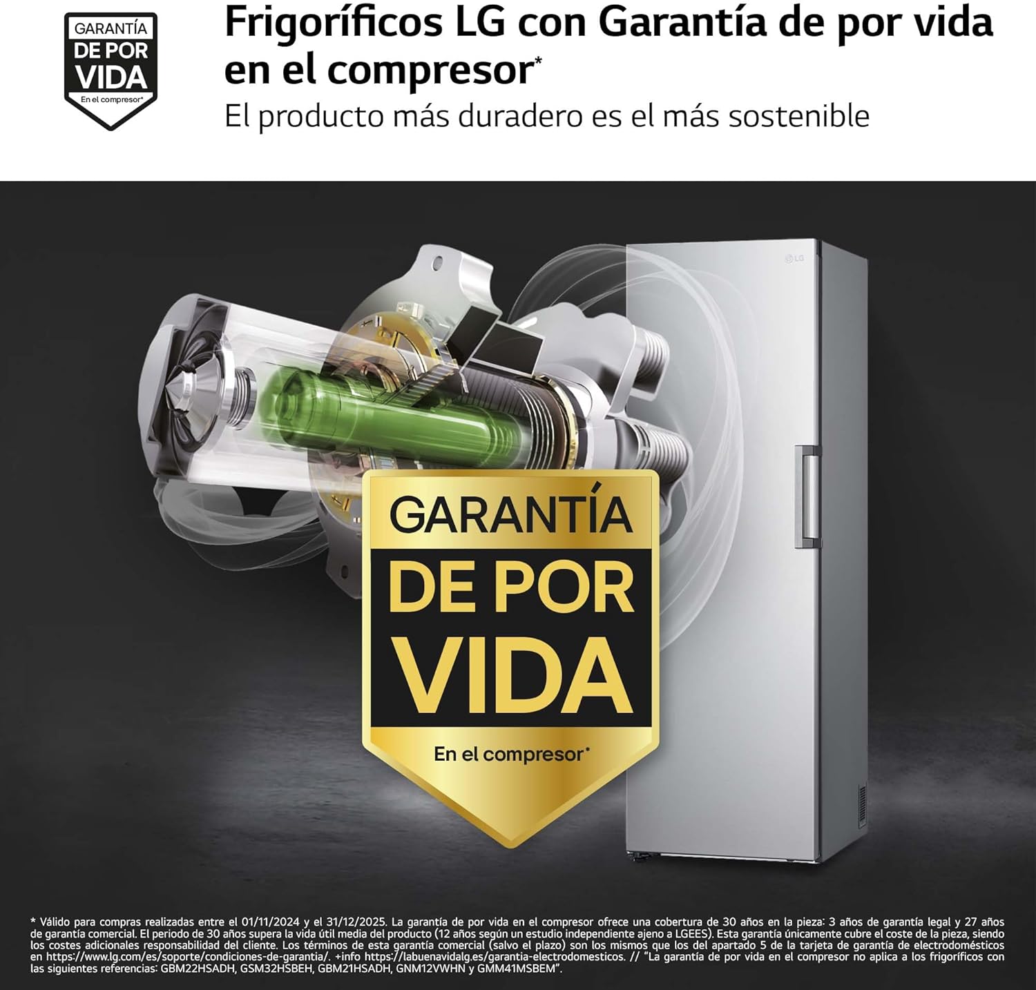 GFT41PZGSZ - Congelador No Frost Total, 1 Puerta, Compresor Smart Inverter, de 355 L y 186 cm, Congelador Vertical con Funcion de Congelacion Rapida, Color Inox