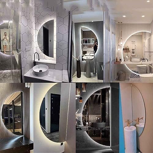 Espejo LED Grande para Baño - Espejo de Pared de Media Luna sin Marco con Interruptor Táctil - Moderno para Dormitorio y Entrada de Sala de Estar (Color: Corte Derecho)
