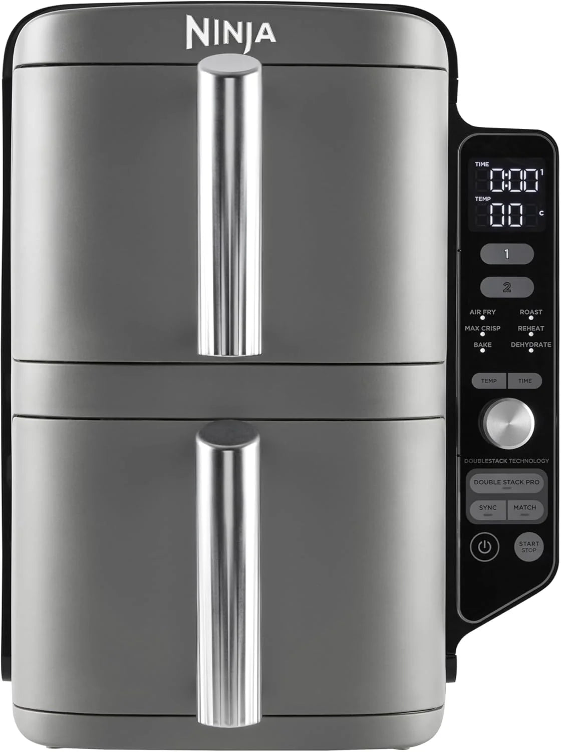 Ninja Double Stack XL Air Fryer, 9.5 Litre, Vertical Double Drawer, 4 Cooking Levels, 2 Drawers and 2 Grids, Space Saving Design, 6 Cooking Functions, 8 Portions, Black/Copper, SL400EUCP