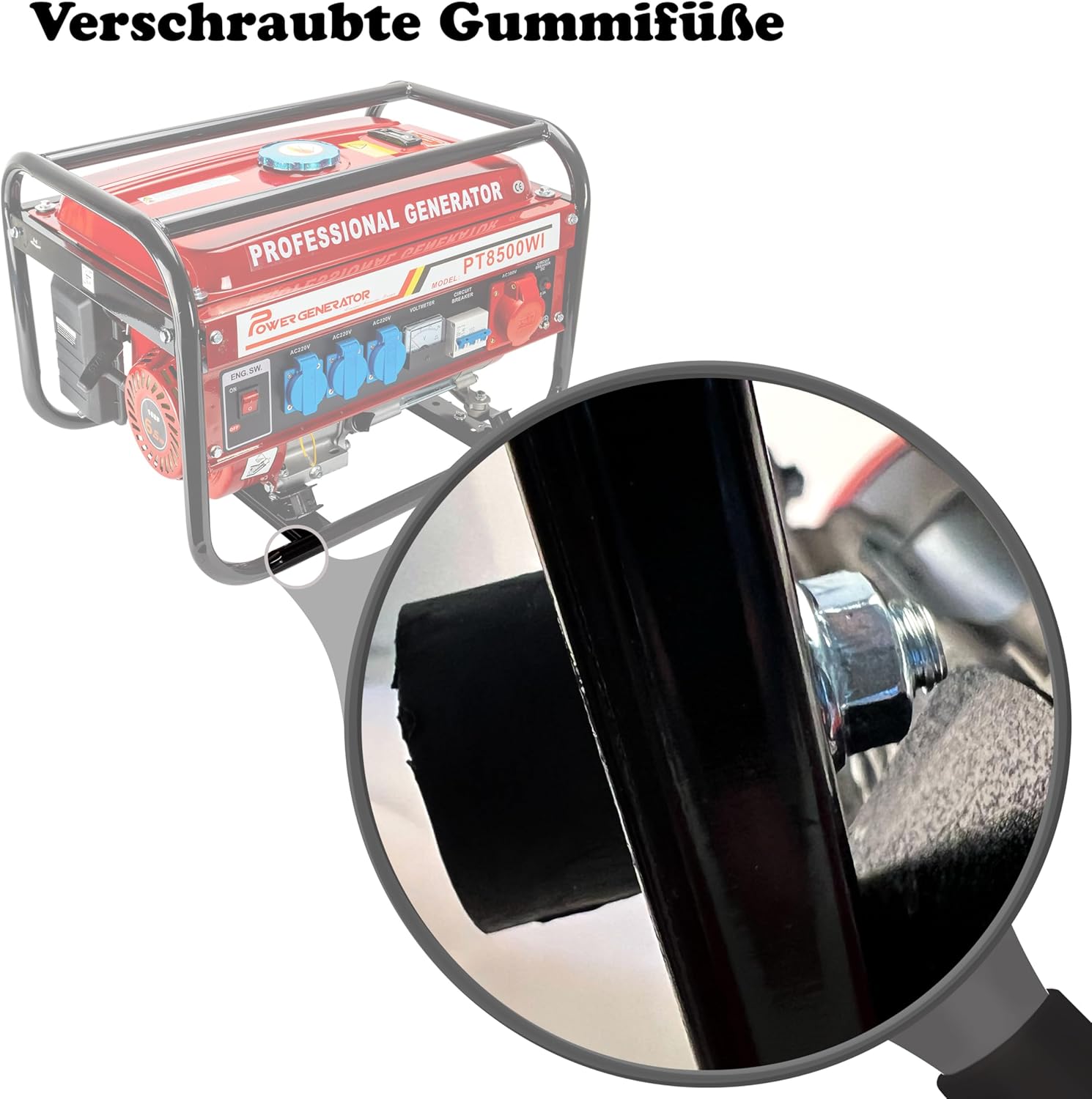 Generador de corriente con gasolina | Accesorios incluidos | Grupo electrógeno silencioso | 5 enchufes 3 x 230 V / 1 x 400 V / 1 x 12 V | 6,5 CV