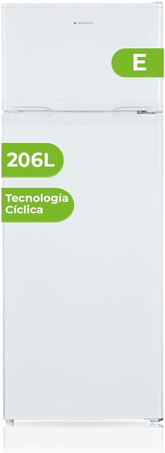 Aspes Frigorífico 2 Puertas Blanco AF145503E. Capacidad 206 Litros, Puerta Reversible, Bajo Nivel Sonoro, Eficiencia Energética Clase E