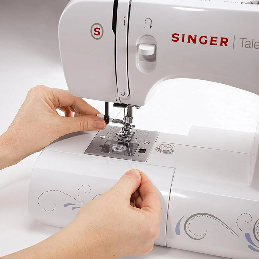 Singer Talent 3323-30 Mechanical Sewing Machine, Utility Stitches, One-Step Fully Automatic Eyelet Stitches, Zig-Zag Up to 6 mm, Automatic Threading, Professional Sewing Machine, White