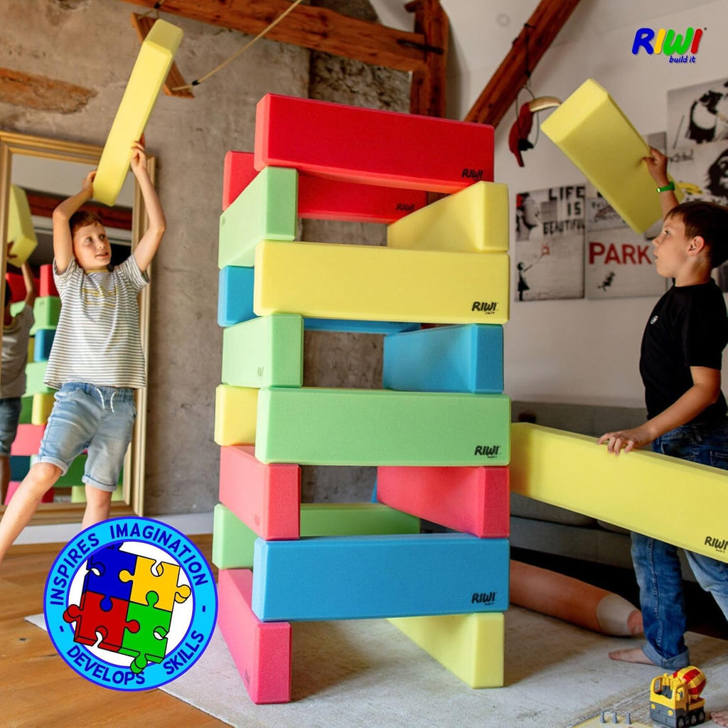 RIWI 24 Bloques de Construcción de Espuma XXL | Grandes y Blandos | Certificación TÜV Austria | Calidad del Jardín de Infancia | Terapia Ocupacional