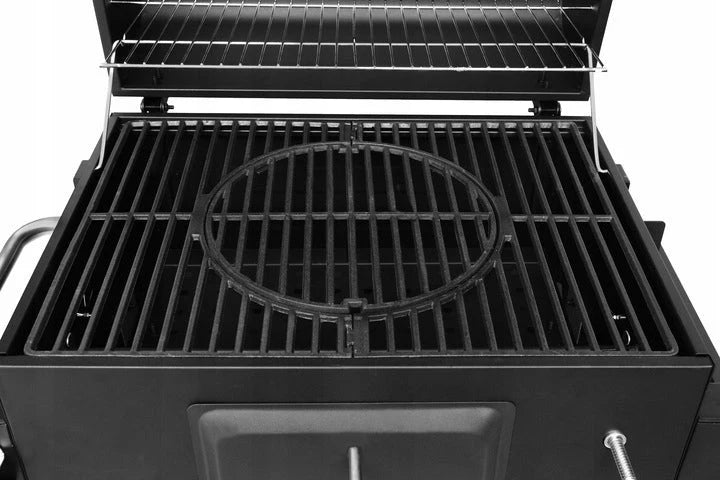 GRILL WĘGLOWY BBQ - ŻELIWNY RUSZT XXL 57 x 43 cm DUŻY ZAMYKANA POKRYWA