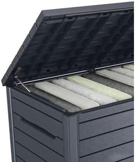 Keter Caja de cojín XXL Ontario, Grafito, 870 l de Capacidad, Dimensiones Exteriores: 147 x 83 x 86 cm, Caja de Almacenamiento Impermeable, para Exteriores