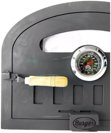 Puerta de horno de leña con vidrio (mediano), negro, chapa de acero - Sor pampa grill cod 23 (grande)
