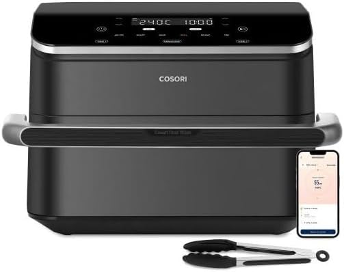 Cosori Freidora de Aire Dual Blaze TwinFry 10 Litro-True Metal-Doble Resistencia 2800 W (35–240 °C)-Divisor para Zonas de la Gran Doble Cesta-6 Funciones-Smart WiFi-Máx 10 Personas-Limpiable