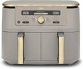 Ninja MAX Oil Free Double Compartment Air Fryer with 2 Drawers, 9.5 Litre, Oil Free, Air Fry, Max Crisp, Roast, Bake, Reheat, Dehydrate, Non-Stick Baskets, Gold Stone, DZ400EUSTGD