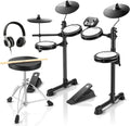 Donner DED-80 7-Piece Musical Electronic Drum Set with Mesh Patches, 180 Sounds, Drum Throne, Headphone, Sticks, Kids Christmas Birthday Gift, 40 Melodics Lessons