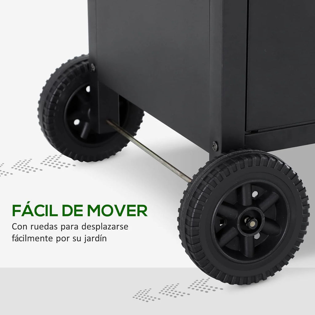 Outsunny Gas Barbecue with 4+1 Burners 14.4 KW Side Tables Storage Cabinet Thermometer and 2 Wheels Stainless Steel BBQ 125 x 51 x 100 cm Black