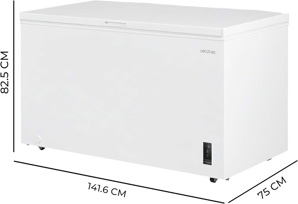 Cecotec Congelador Horizontal 418L Bolero CoolMarket Chest 418P White D. Cesta con Asas, Control Electrónico LED, Ruedas, Bajo Consumo, UltraContact D-Cool, Dual Function, Puerta ZeroG, Fast Freezing