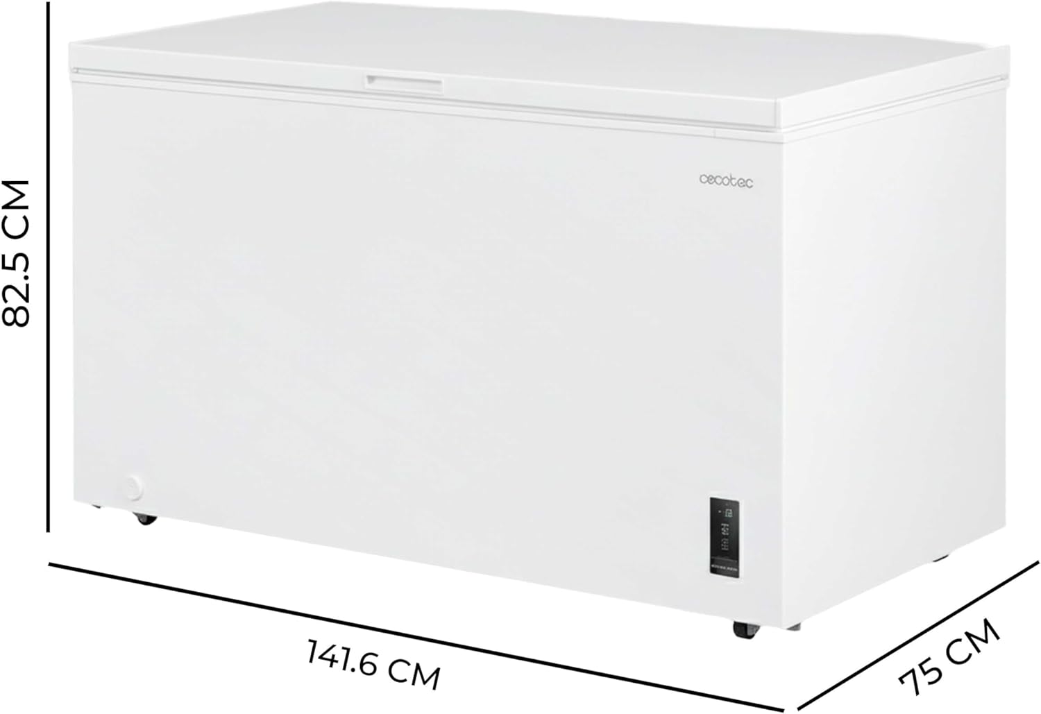Cecotec Congelador Horizontal 418L Bolero CoolMarket Chest 418P White D. Cesta con Asas, Control Electrónico LED, Ruedas, Bajo Consumo, UltraContact D-Cool, Dual Function, Puerta ZeroG, Fast Freezing