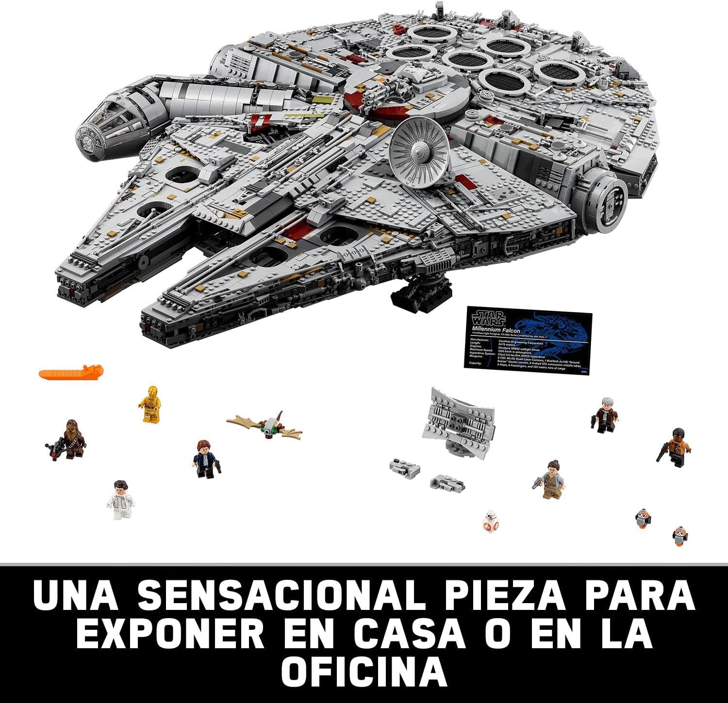 Star Wars Millennium Falcon, Maqueta de Construcción para Adultos de la Nave Estelar de Han Solo con Mini Figuras Chewbacca, Leia y C-3PO, Regalo Coleccionable para Hombres, Mujeres y Fans 75192