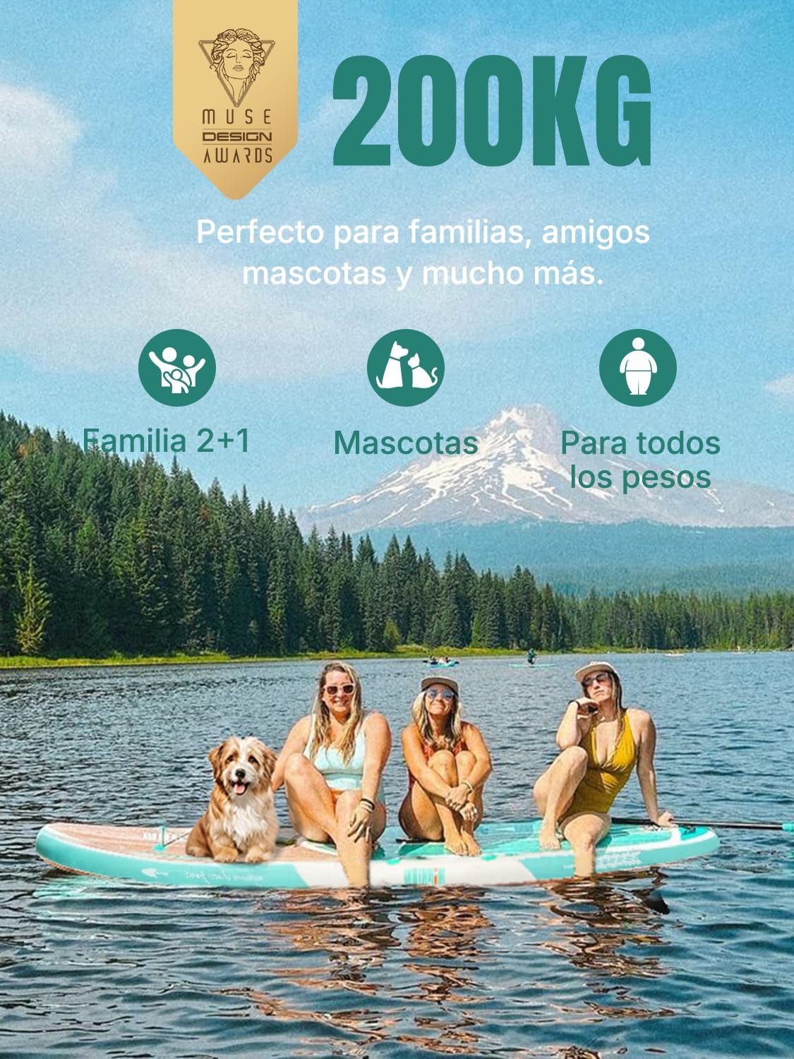 Niphean Tabla Paddle Surf Hinchable para Adultos con Todos los Accesorios, 320cm Paddle Surf Hinchable para Todos los Niveles, Sup Capacidad 200kg para 2 Personas, Stand up Paddle Board con Asiento