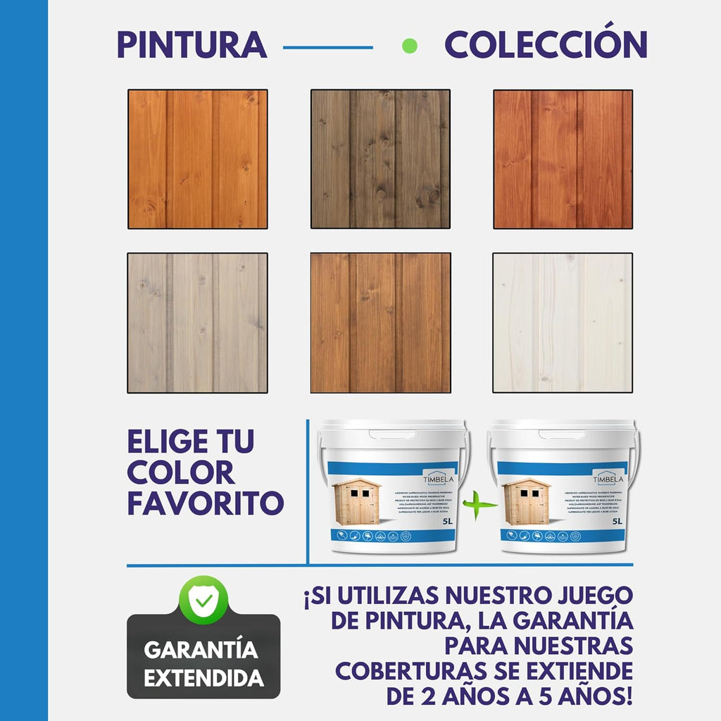 TIMBELA Caseta de jardín de Madera de 6 m2 - Cobertizo Jardin Exterior con Suelo, Ventana, Puerta Doble - Cabaña de jardín para Trabajar en casa - con Tejas bituminosas Verde M334FB+H334FBGREEN