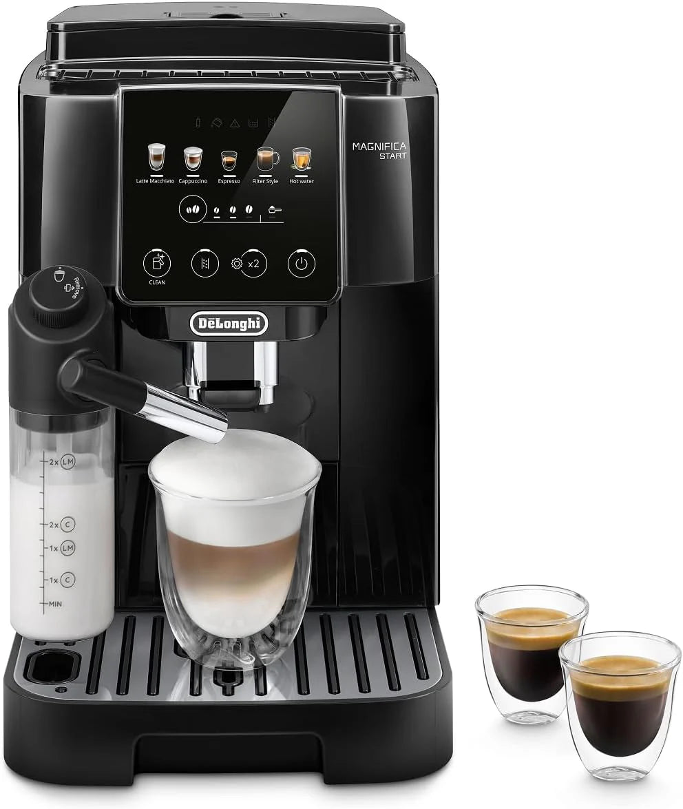 De'Longhi Magnifica Start Superautomatic Coffee Maker, LatteCrema Automatic Milk Jug, 4 One-Touch Beverages, Soft Touch Controls, Black (ECAM220.91.B)