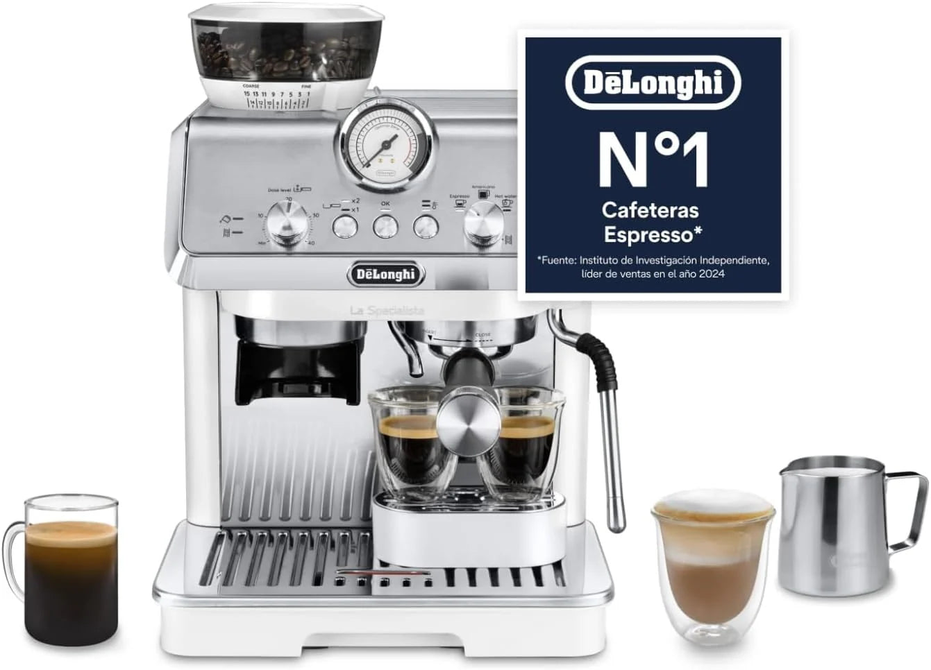 De'Longhi Perfetto La Specialista Arte, Espresso and Cappuccino Coffee Machine with Pump, Coffee Bean Machine, 3 Preset Recipes, 8 Grind Settings, EC9155.MB, Metal/Black