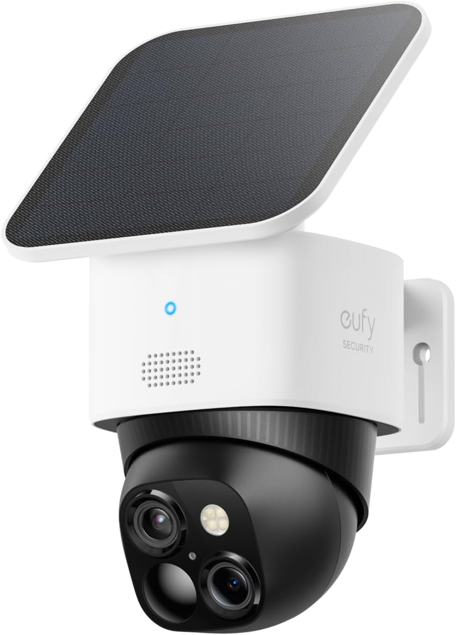 eufy Security SoloCam S340 Podwójne kamery Solarna kamera bezpieczeństwa Zewnętrzna bezprzewodowa, domowa kamera bezpieczeństwa 3K, nadzór 360°, Wi-Fi 2,4 GHz, brak opłaty miesięcznej