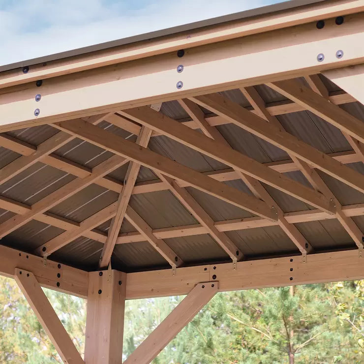 2026 Yardistry Pabellón de Madera 12 x 16 pies (3,7 x 4,9 m) con Techo de Aluminio