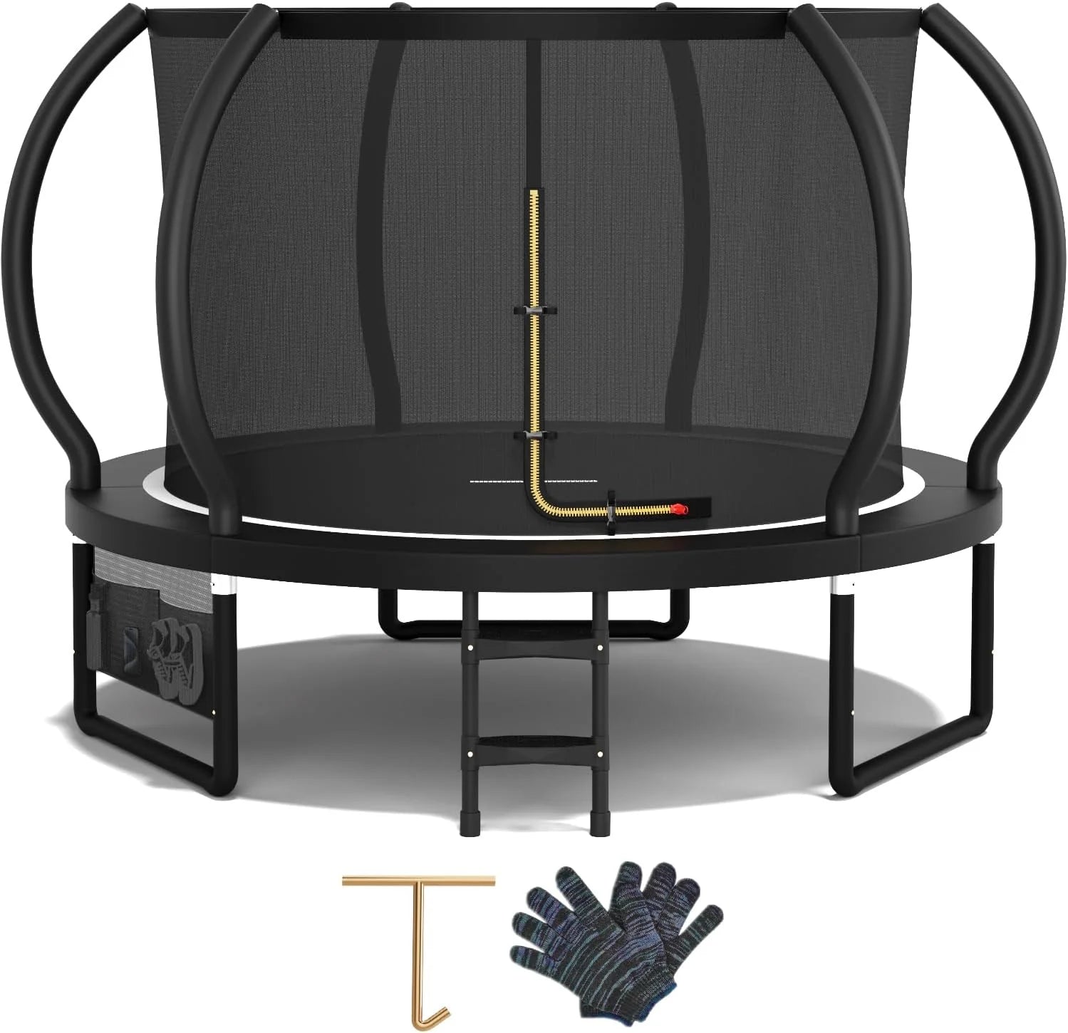 Devoko Cama Elástica Exterior para Niños Ø 228/305/366/427 cm, Trampolín Exterior de Jardín Calabaza Certificado GS con Red Seguridad, Escalera, Capacidad 150 kg