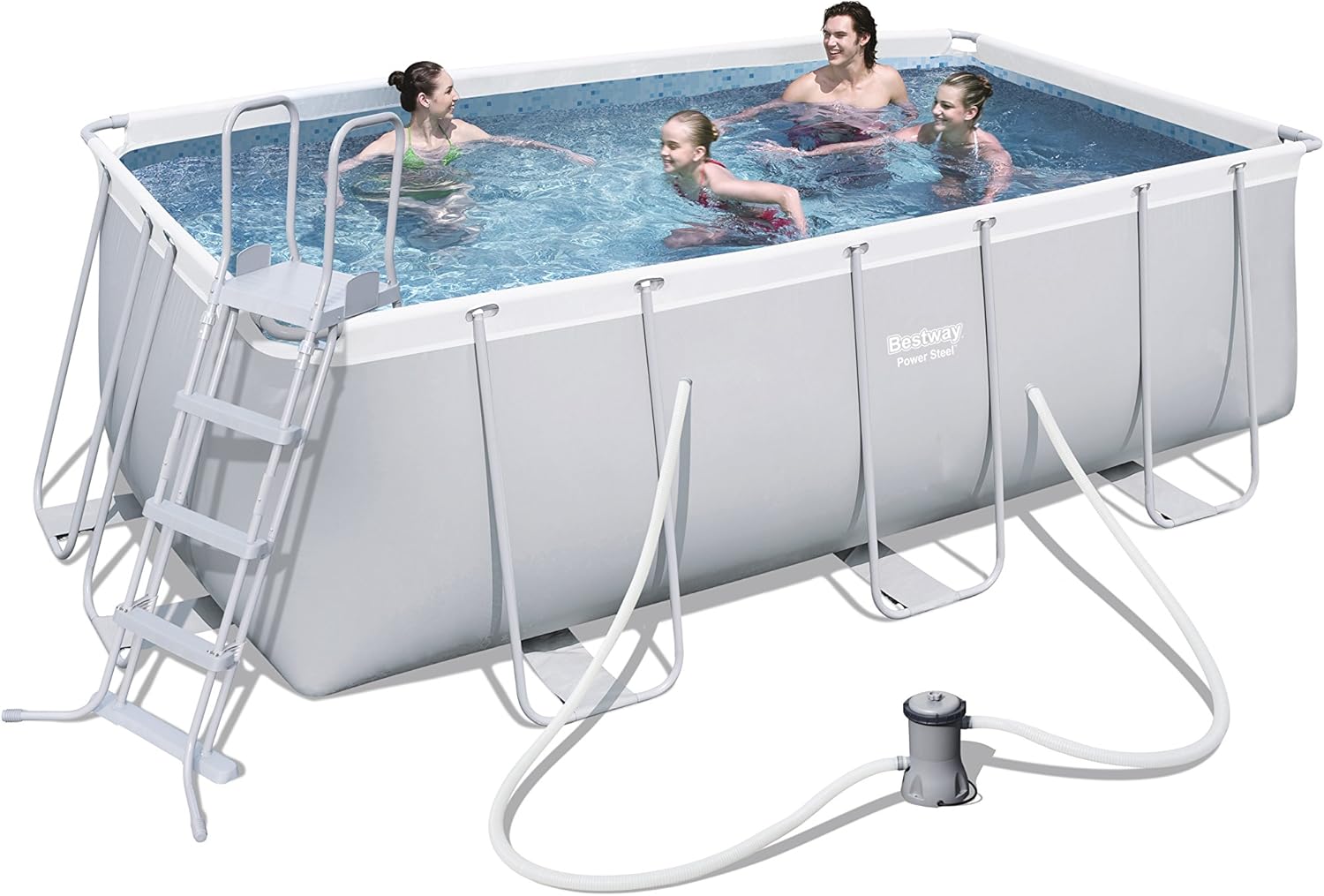 BESTWAY 56456 - Piscina Desmontable Tubular Power Steel, Depuradora de cartucho de 2.006 litros/hora, 412x201x122 cm