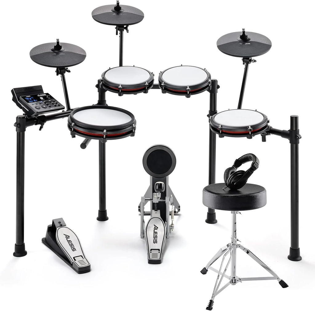 Alesis Nitro Max Kit - Compact Electronic Drum Kit with Silent Mesh Patches, 10" Dual Zone Box, Bluetooth, +440 BFD Sounds, Drumeo, USB MIDI, Bass Drum Pedal