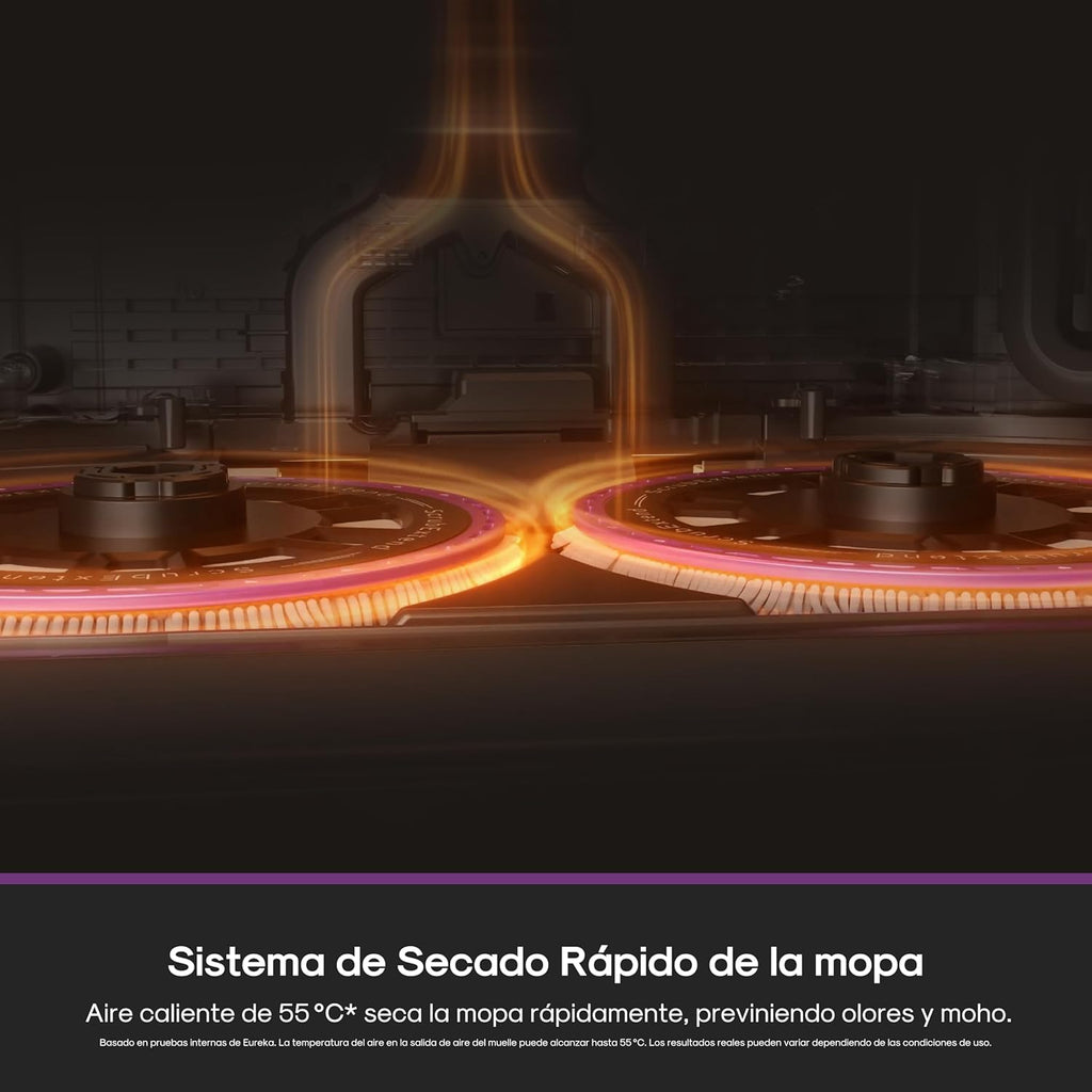 Eureka J15 EVO Ultra Robot Aspirador y Fregasuelos 22KPa con Base Multifuncional, Autovaciado & Autolimpieza, Cepillo Antienredo, Secado Aire Caliente Mopas, Limpieza de Alfombras Versátil