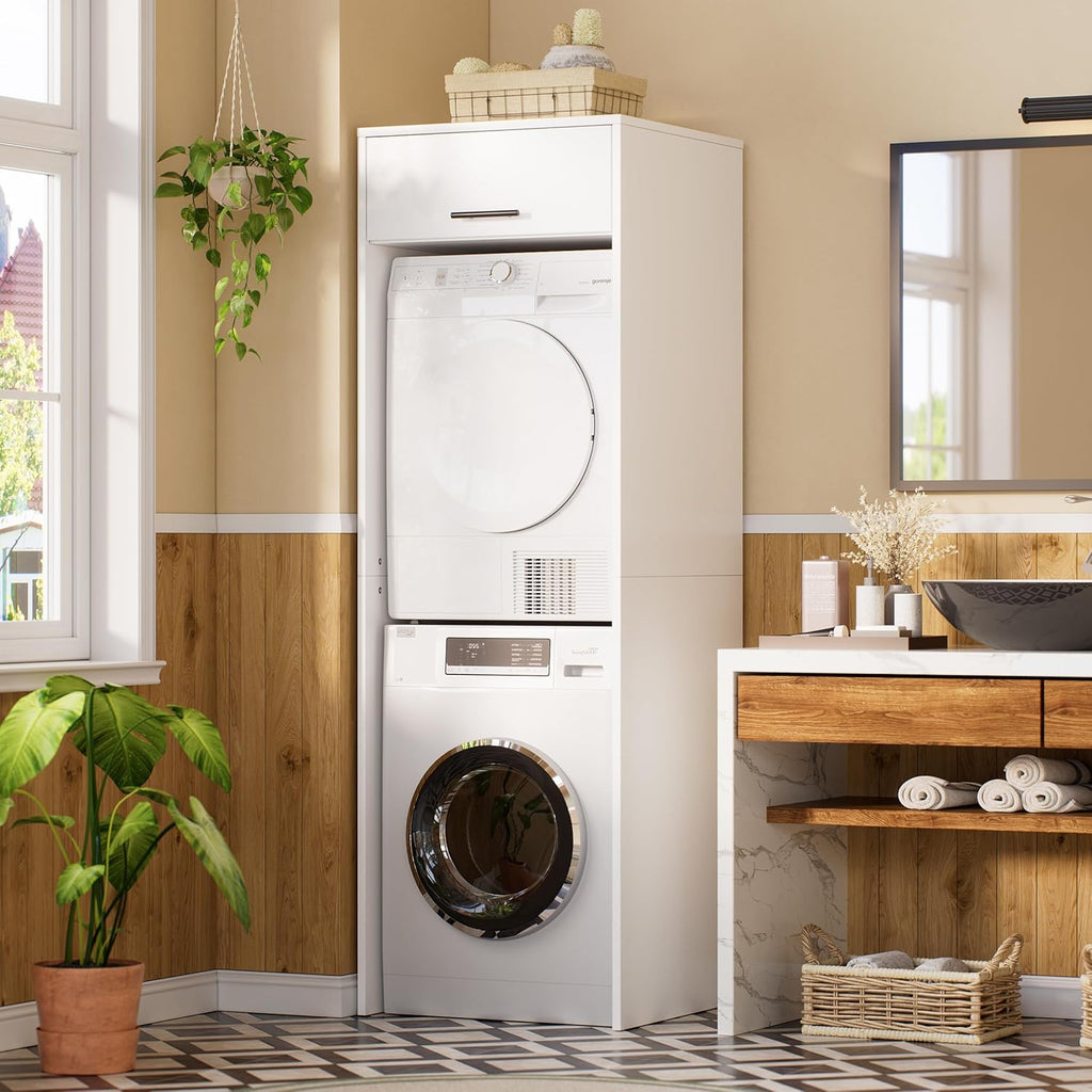 MSFE Armario para Secadora y Lavadora,Mueble Lavadora con Espacio de Almacenamiento,Estantería Organizador de Baño,Estantería para Cuarto de Baño,200 * 65 * 65 CM,Enviado en 2 Paquetes