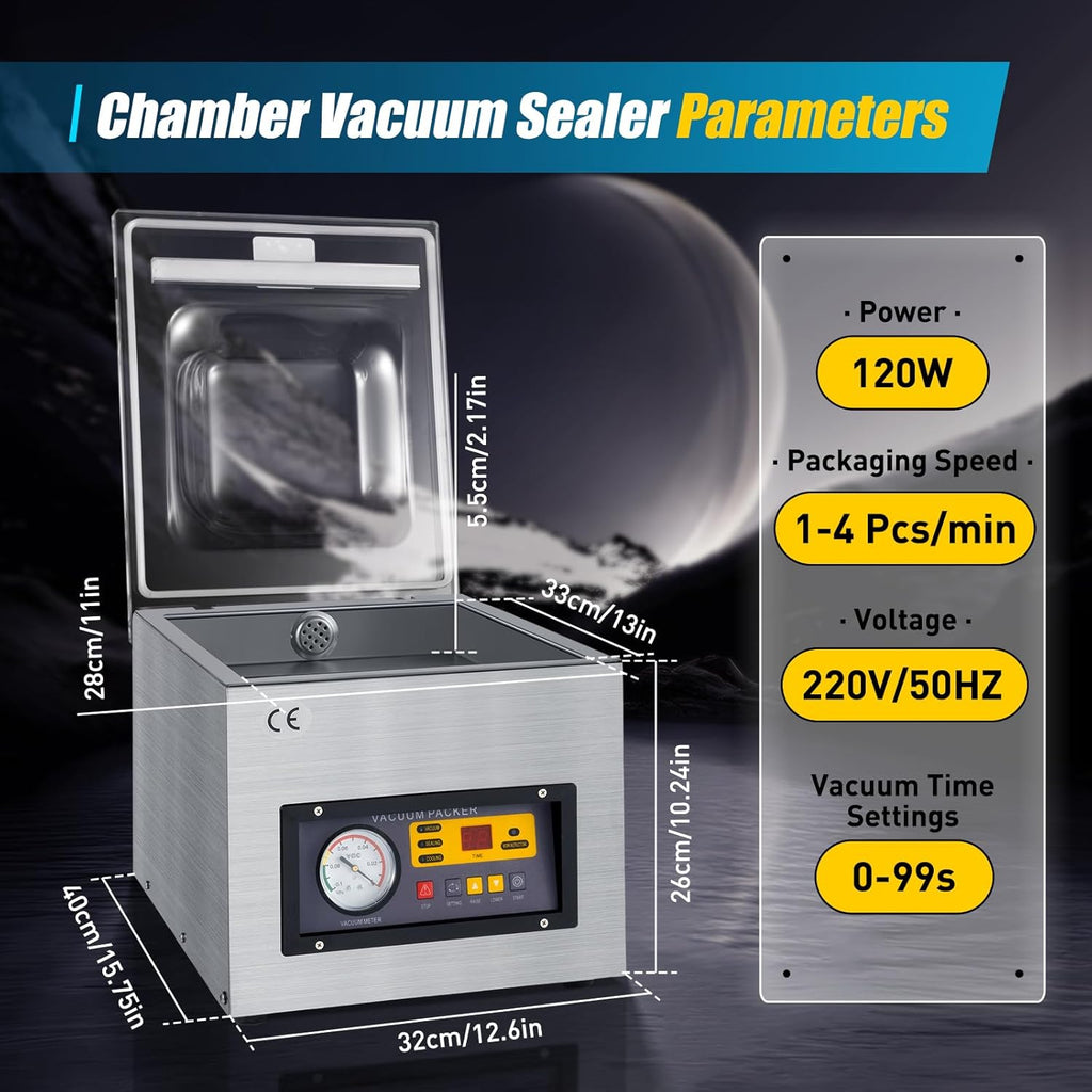 Máquina de Envasado al Vacío Profesional DZ-260 - Selladora Industrial de Película 220V - Dispositivo de Vacío de Acero Inoxidable
