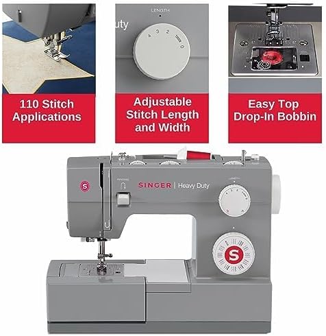 Singer Heavy Duty 4432 Mechanical Sewing Machine, 32 Stitches, Powerful Motor, Automatic Eyelet, Automatic Threader, Stainless Steel Reinforcement Plate
