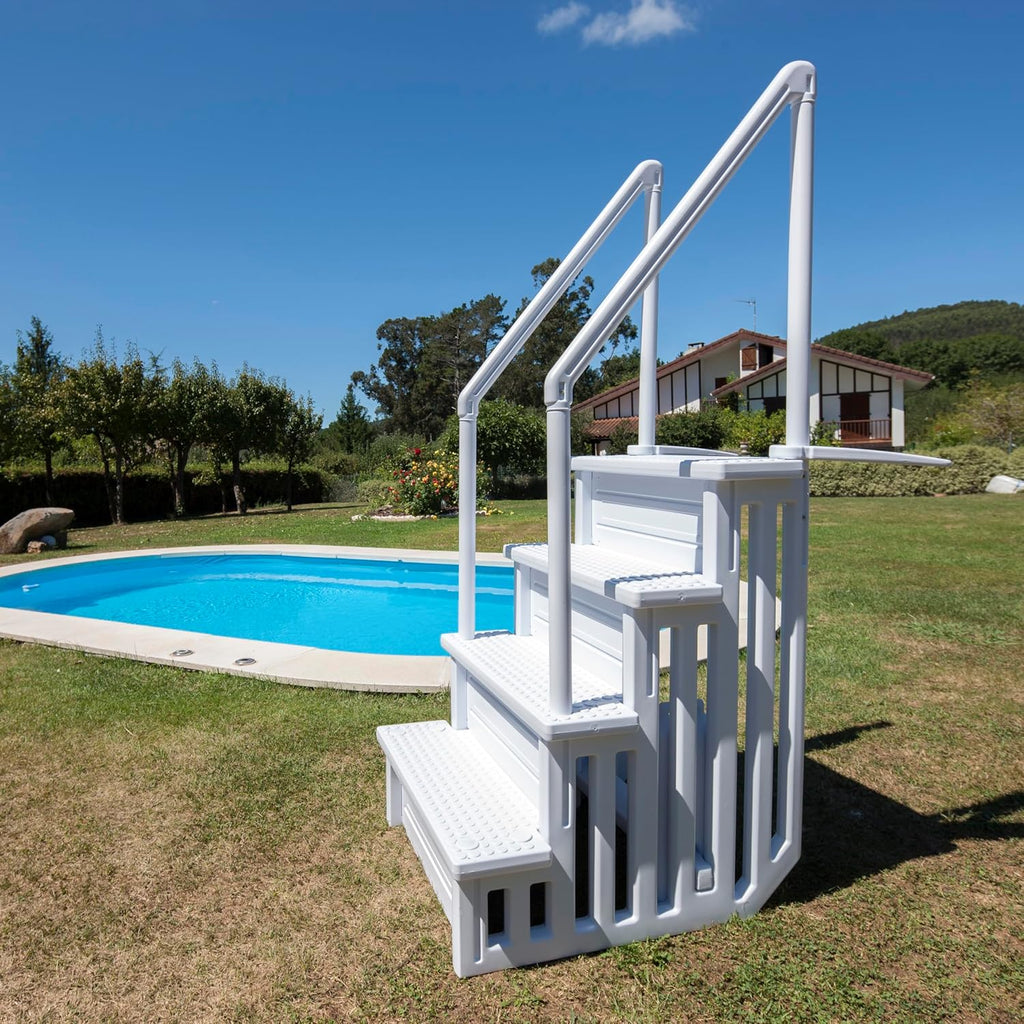 Gre EPE30 – Non-Slip Pool Ladder, Safety Ladder for 4 Steps, Synthetic, White, 80 x 92 x 206 cm