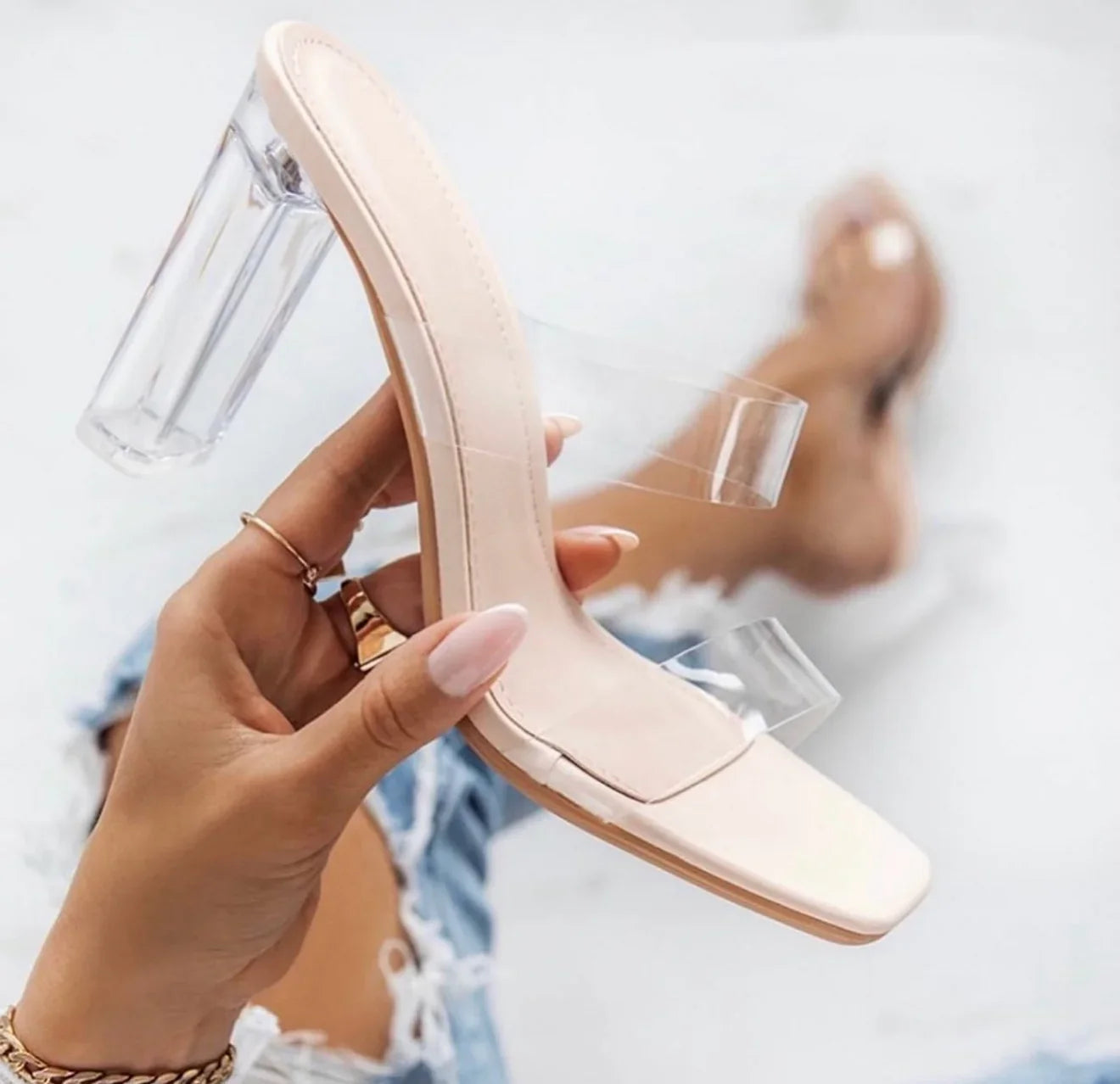 SANDALIA TAC¨®N TRANSPARENTE