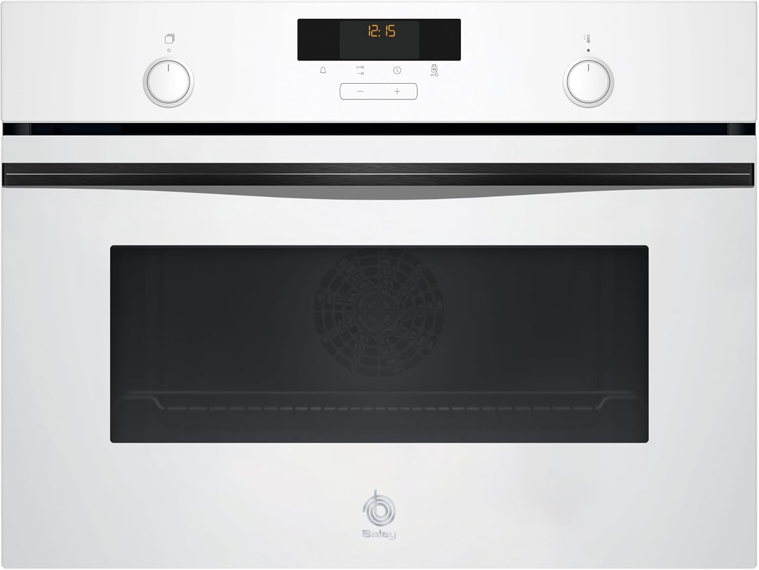 Balay - Horno compacto, 45 cm, Aire Caliente 3D, Aqualisis, Raíles Flex, Cristal blanco, 3CB5159B3
