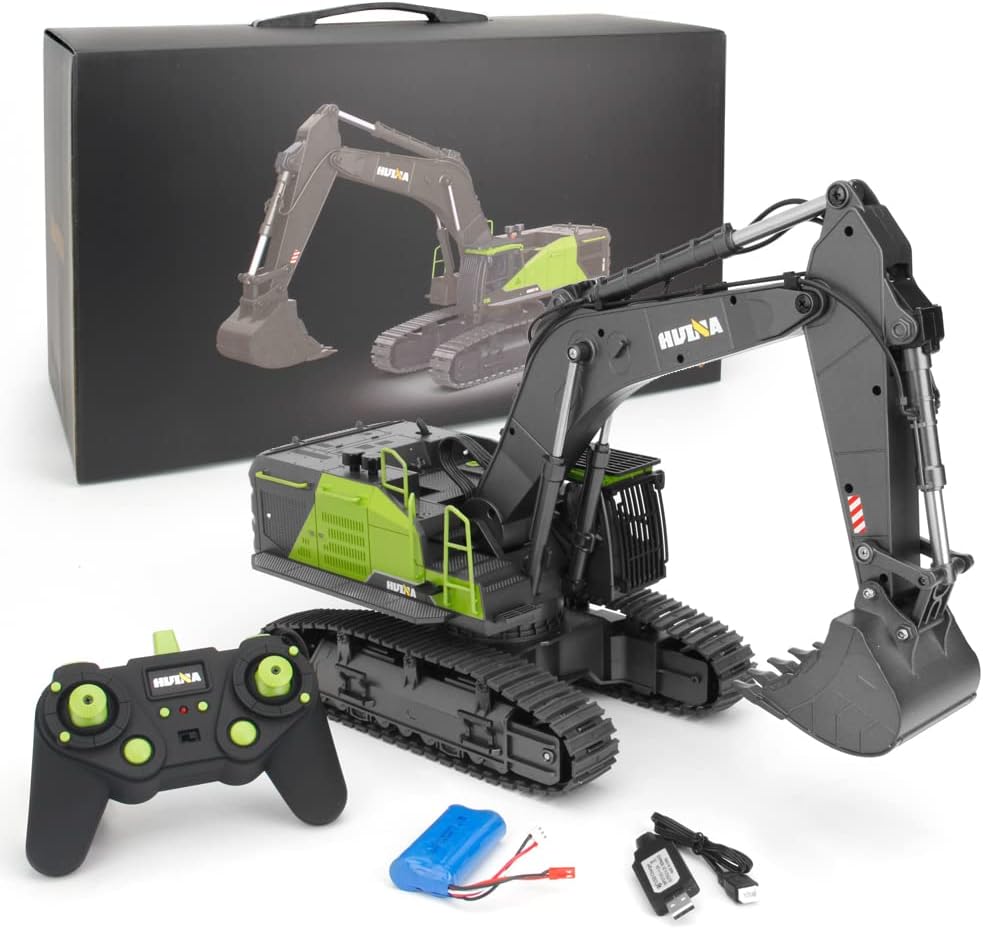 1:14 Excavadora Juguete Grande, 22 Canales Escavadoras Juguetes con todas las funciones, Excavadora Teledirigido RC +2 Baterías+3 Accesorios, Juguetes RC Pala, Gruas de Juguetes Niño 4 6 8 10 14+ Años