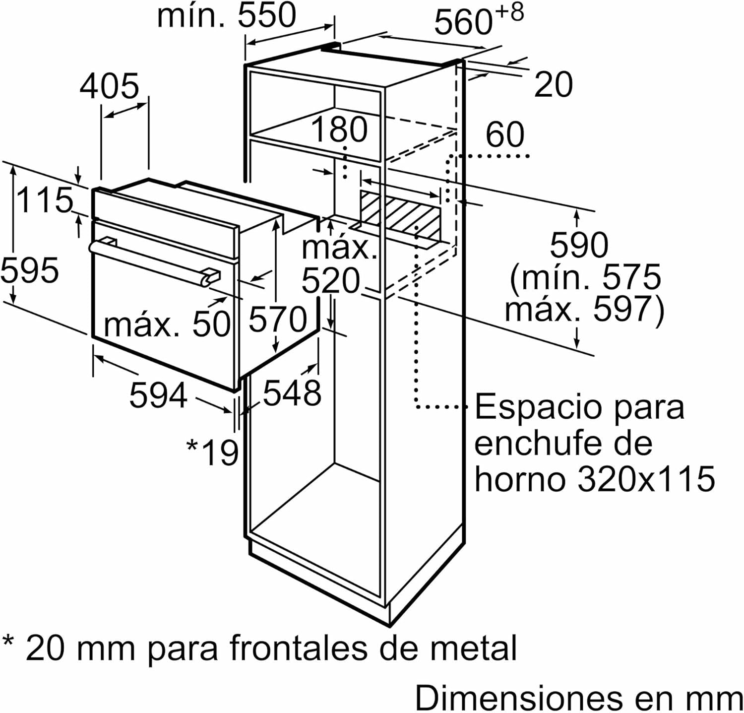 Balay Horno Multifunción, 60 cm de ancho, Control Comfort, Precalentamiento Rápido, 7 funciones, Negro/Acero inoxidable, 3HB2030X0