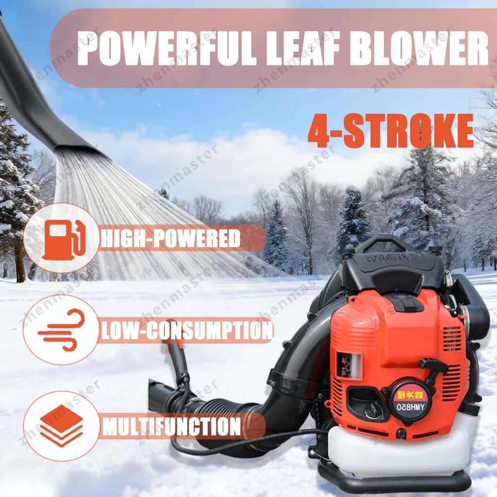 Soplador Gasolina 4 Tiempos Mochila 1000cc, Motor 12 HP, Depósito 2.0L, 10000 RPM, Potente Y Silencioso para Hojas, Nieve, Jardín, Patio Y Uso Profesional Residencial(Red)