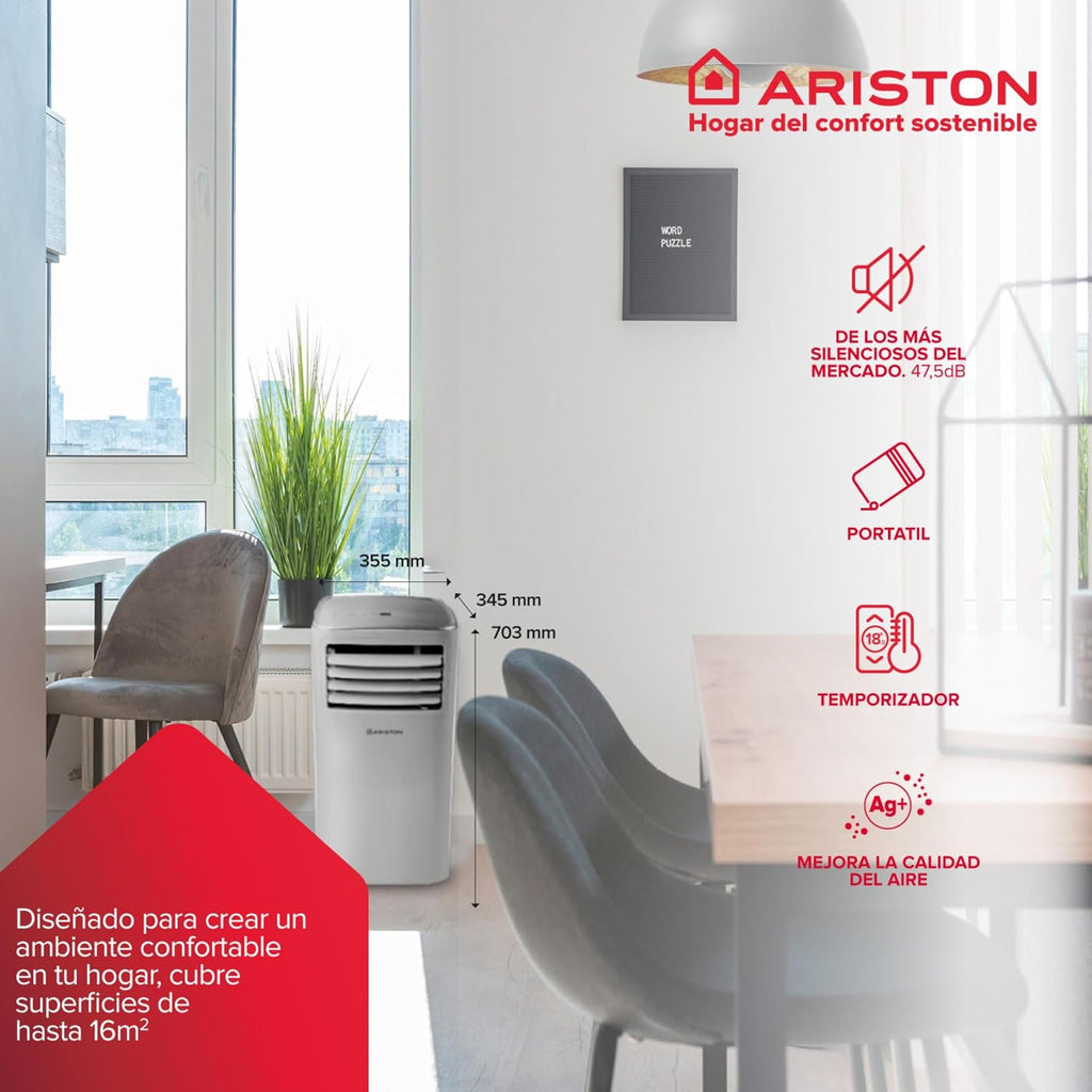 Ariston Mobis 9 Przenośny Klimatyzator (energooszczędny, cichy, prosty w instalacji). Przeznaczony do instalacji w Polsce