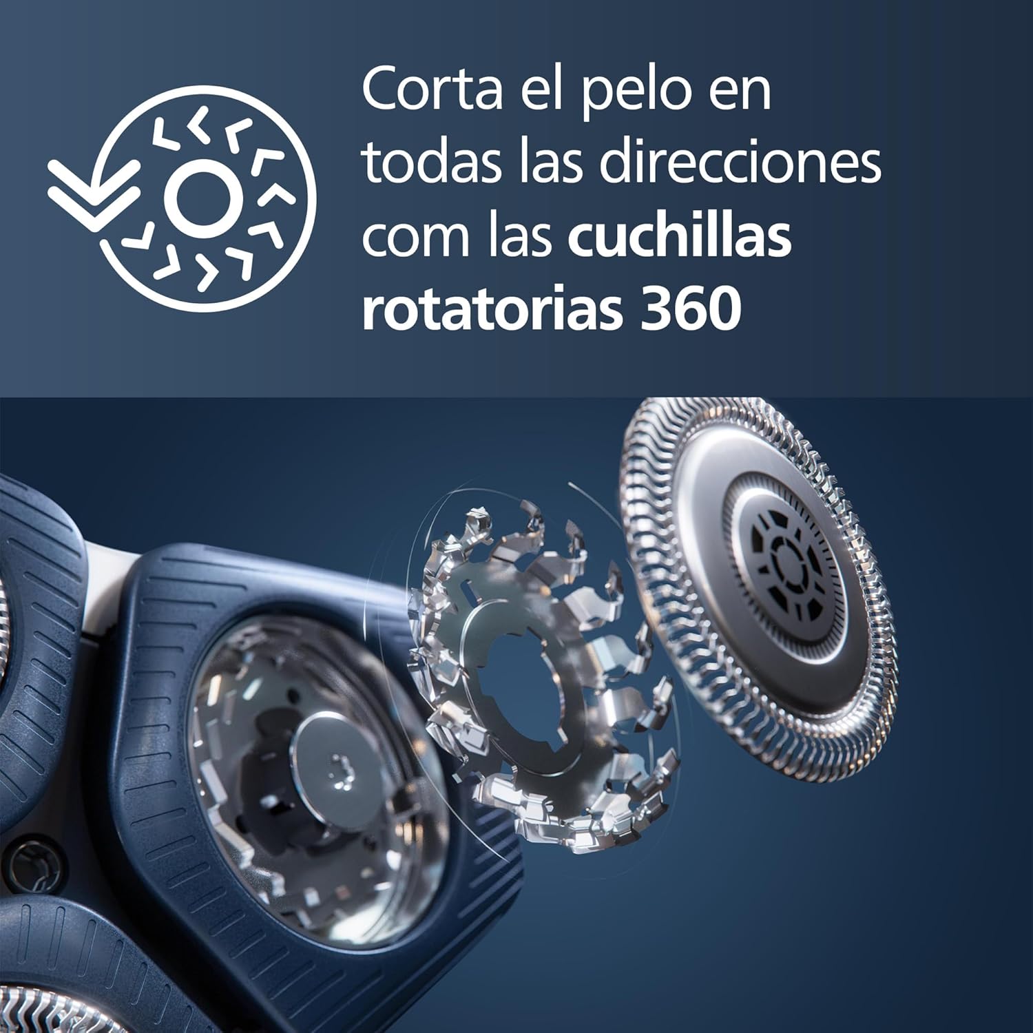 Serie 7000 Afeitadora Eléctrica Hombre, Máquina de Afeitar Barba con Recortadora, 45 cuchillas, 60min de uso, En Seco y Húmedo, Recargable, Centro de Limpieza, Base Carga, S7886/55, Negro