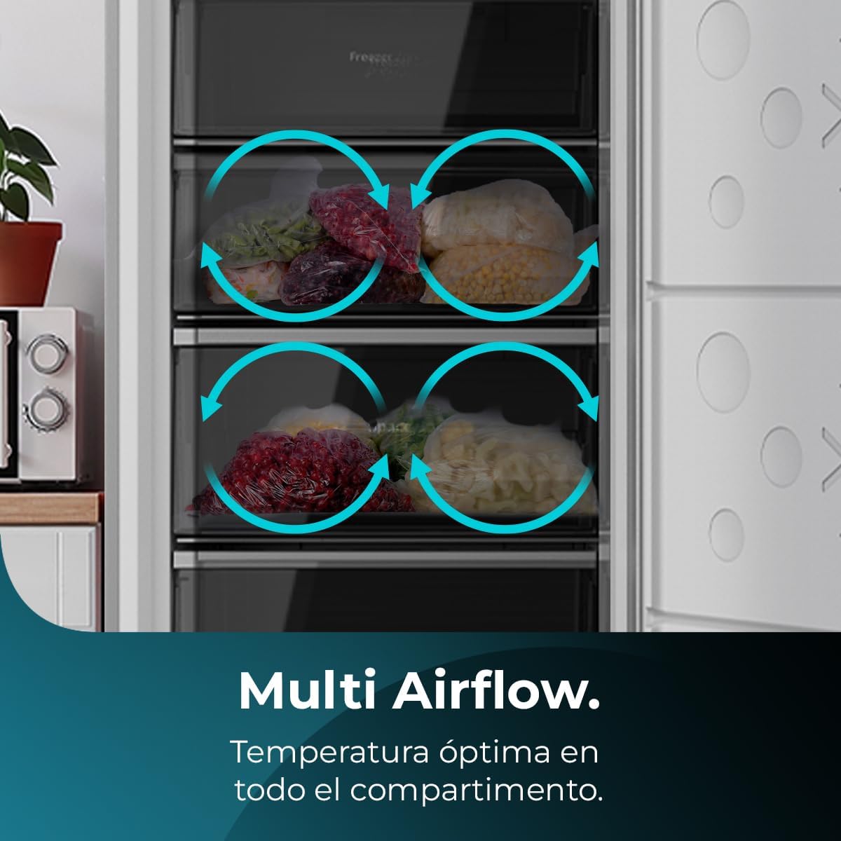 Cecotec Congelador Vertical de 380L Bolero CoolMarket UF 380 inox D. 1950W, Motor Inverter Plus, Bajo Consumo, Total No Frost, Display door, Convertible a frigorífico, Multi Airflow