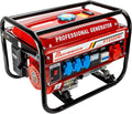 Generador de corriente con gasolina | Accesorios incluidos | Grupo electrógeno silencioso | 5 enchufes 3 x 230 V / 1 x 400 V / 1 x 12 V | 6,5 CV