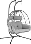 Hanging Chair with Stand, Cushion and Pad XXL | 2 People | Indoor and Outdoor Hanging Swing | Metal Structure, Garden/Terrace Swing, Egg Chair, Hanging Basket