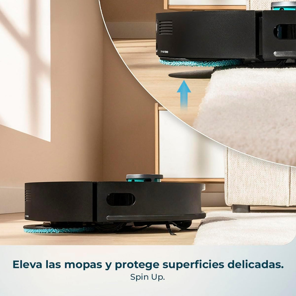 Cecotec Robot Aspirador y Friegasuelos con IA y Base Autovaciado Conga X70. Motor de Succión 15000Pa, Base 4 en 1, Tecnología Láser, Mopas Giratorias, Cepillo Lateral, App y Bluetooth